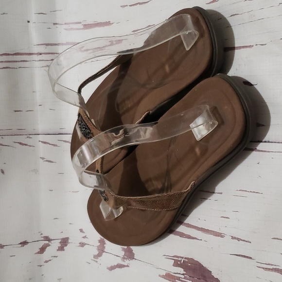 Obeo brown T-strap thong embellish sandals size 12 narrow - Picture 3 of 7
